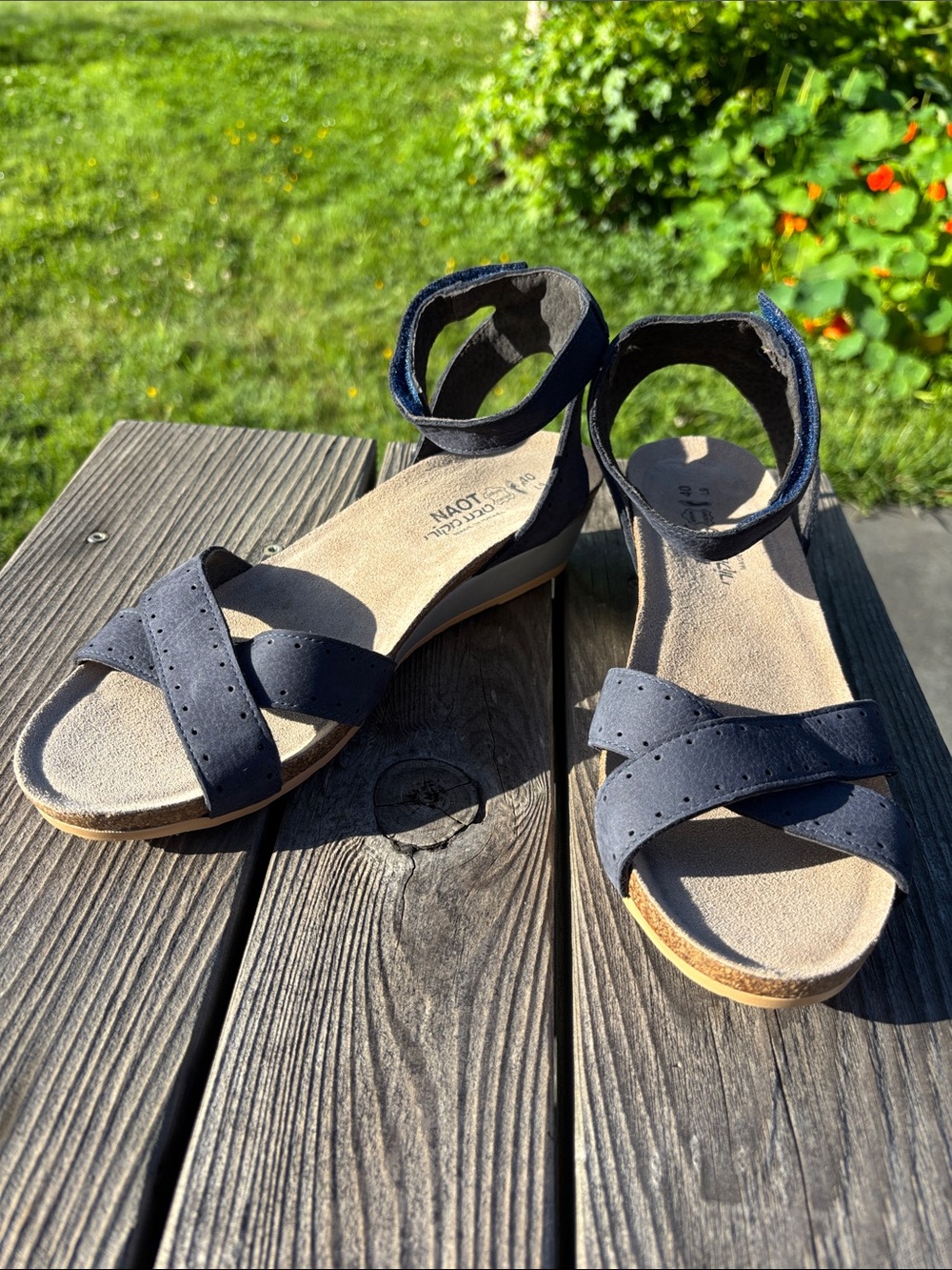 Naot Navy Crisscross Ankle-Strap Sandals